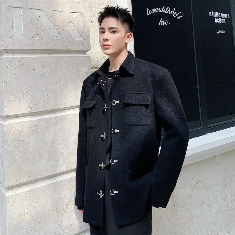 Men's Original Chinese Sle Jaet Metal Bule Woolen Coat Vintage Outerwear Long Sve Turn-down Collar Spring Autumn Wear
Men's Original Chinese Sle Jaet Metal Bule Woolen Coat Vintage Outerwear Long Sve Turn-down Collar Spring Autumn Wear