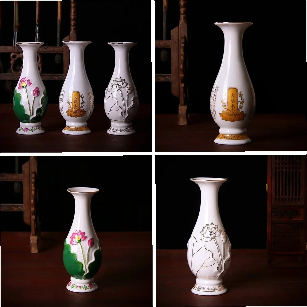 Ceramic white Buddha vase Flower arrangement device Lotus pattern Living room decor Buddhist temple supplies Ceramic containers
Ceramic white Buddha vase Flower arrangement device Lotus pattern Living room decor Buddhist temple supplies Ceramic containers