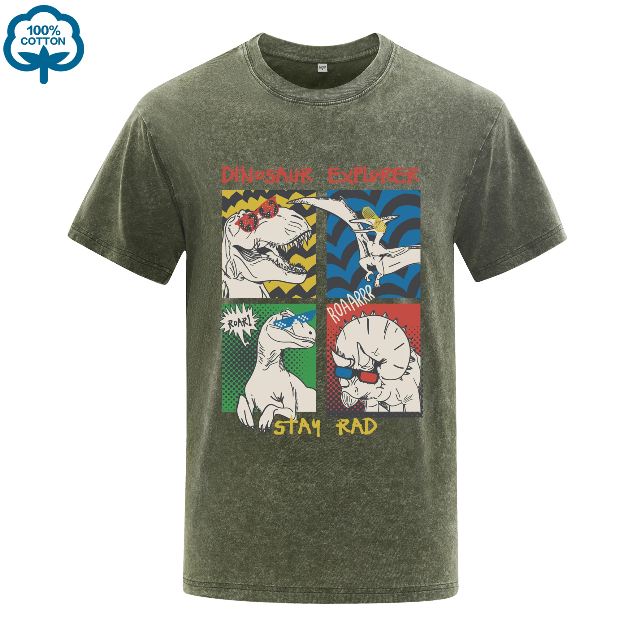Dinosaurs Explorer Stay Rad Printing Washed T Shirt Man Summer Crewneck Clothes Trendy Cotton Tops Casual Oversize T-Shirts
Dinosaurs Explorer Stay Rad Printing Washed T Shirt Man Summer Crewneck Clothes Trendy Cotton Tops Casual Oversize T-Shirts