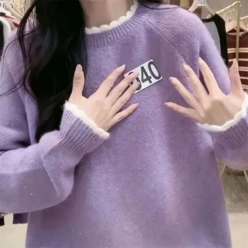 Korean Female Round Neck Loose Pullover Sweater Autumn Winter Ladies False Two-piece Knitting Women Fashion Long Sleeves Knitted
Korean Female Round Neck Loose Pullover Sweater Autumn Winter Ladies False Two-piece Knitting Women Fashion Long Sleeves Knitted