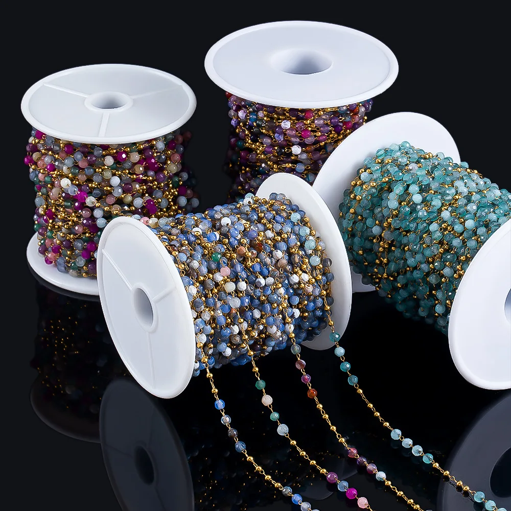 1M Stainless Steel Chain Four Crystal Stone Beads & Metal Ball Chain For Body Jewelry Making DIY Necklace Bracelet Supplies 
1M Stainless Steel Chain Four Crystal Stone Beads & Metal Ball Chain For Body Jewelry Making DIY Necklace Bracelet Supplies