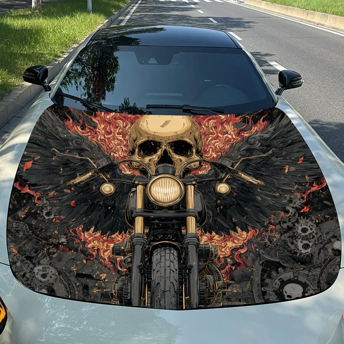 Wing Motorcycle Skeleton Car Hood PVC Sticker, Durable Vinyl Wrap Film Suitable For Most Vehicles, Car Hood Protective Film Gift
Wing Motorcycle Skeleton Car Hood PVC Sticker, Durable Vinyl Wrap Film Suitable For Most Vehicles, Car Hood Protective Film Gift
