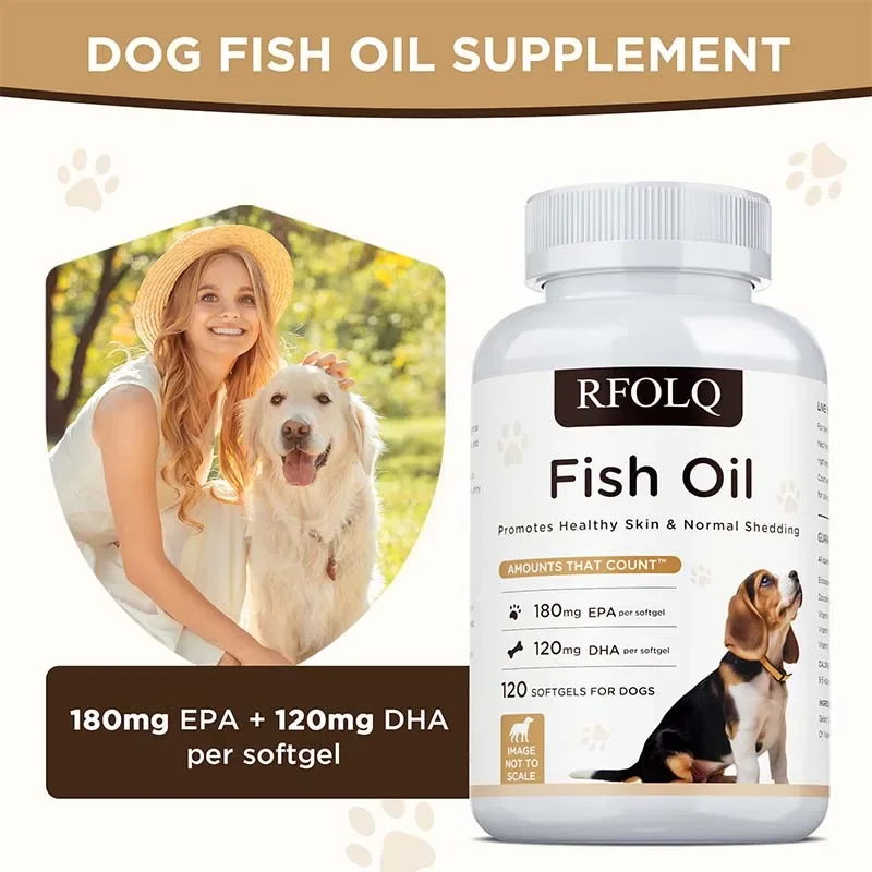 Fish Oil Supplements for Dogs - Contains 180mg EPA and 120mg DHA To Promote Healthy Skin, Hair, and Immunity
Fish Oil Supplements for Dogs - Contains 180mg EPA and 120mg DHA To Promote Healthy Skin, Hair, and Immunity