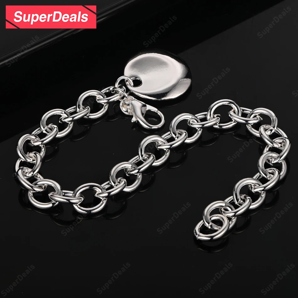 SuperDeals 925 Sterling Silver Smooth Round Pendant Bracelet Birthday Party Wedding Gift Accessories Men Fashion Jewelry
SuperDeals 925 Sterling Silver Smooth Round Pendant Bracelet Birthday Party Wedding Gift Accessories Men Fashion Jewelry