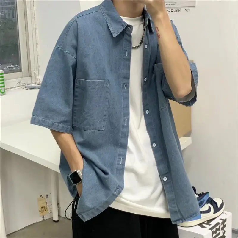 Loose Fit Blue Denim Shirt Short Sleeve Unisex Summer Casual Retro Workwear Style Youthful Trend Polyester Fiber Chinese Prod...
Loose Fit Blue Denim Shirt Short Sleeve Unisex Summer Casual Retro Workwear Style Youthful Trend Polyester Fiber Chinese Prod...