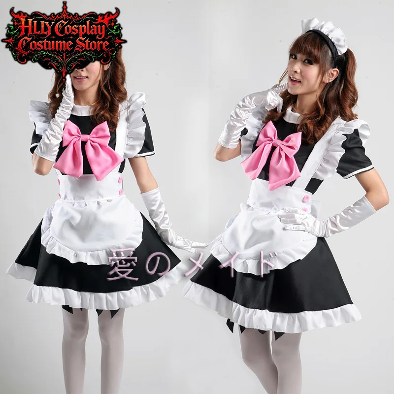 Womens Black White Maid Cosplay Costume with Pink Bow Long Gloves Headwear Sweet Lolita Style Outfit for Anime Party Halloween
Womens Black White Maid Cosplay Costume with Pink Bow Long Gloves Headwear Sweet Lolita Style Outfit for Anime Party Halloween