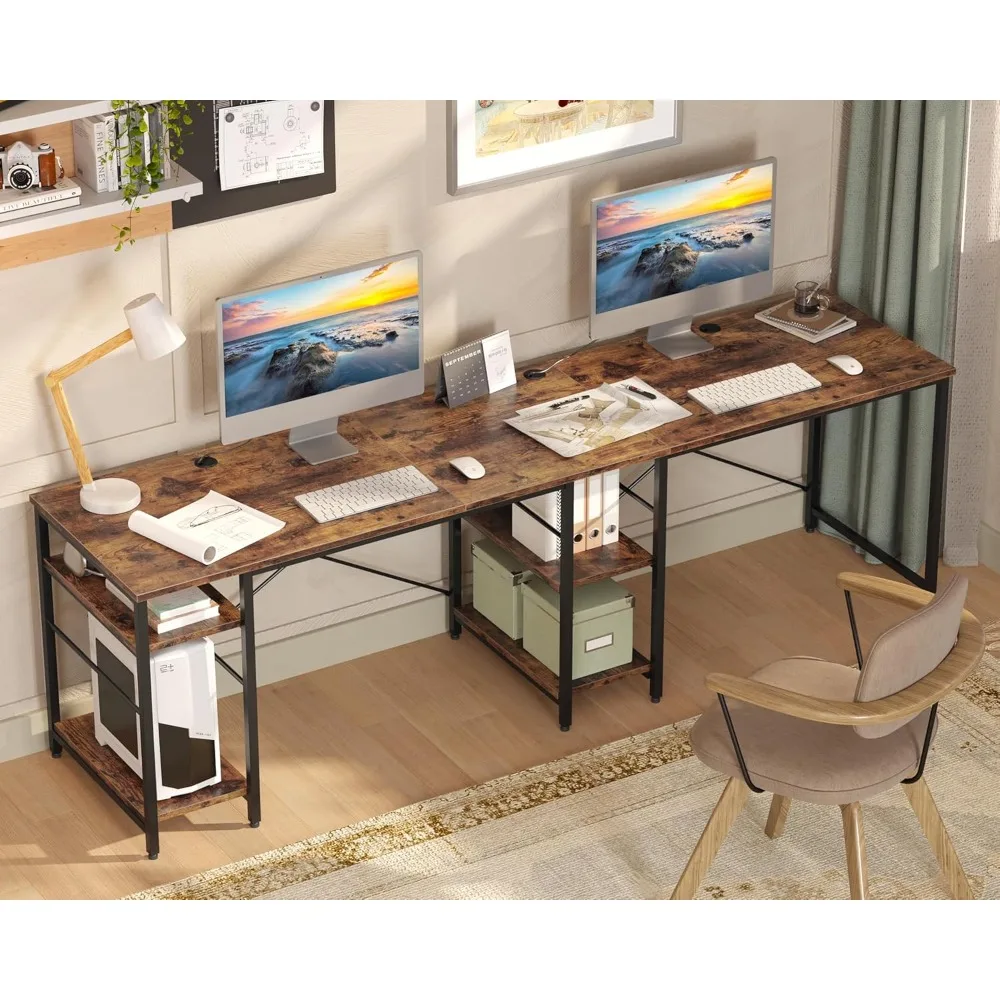 L Shaped Desk, 95.2 Inch Reversible Corner Computer Desk with Shelves, 2 Person Long Table for Home Office, Large Writing Stora 
L Shaped Desk, 95.2 Inch Reversible Corner Computer Desk with Shelves, 2 Person Long Table for Home Office, Large Writing Stora