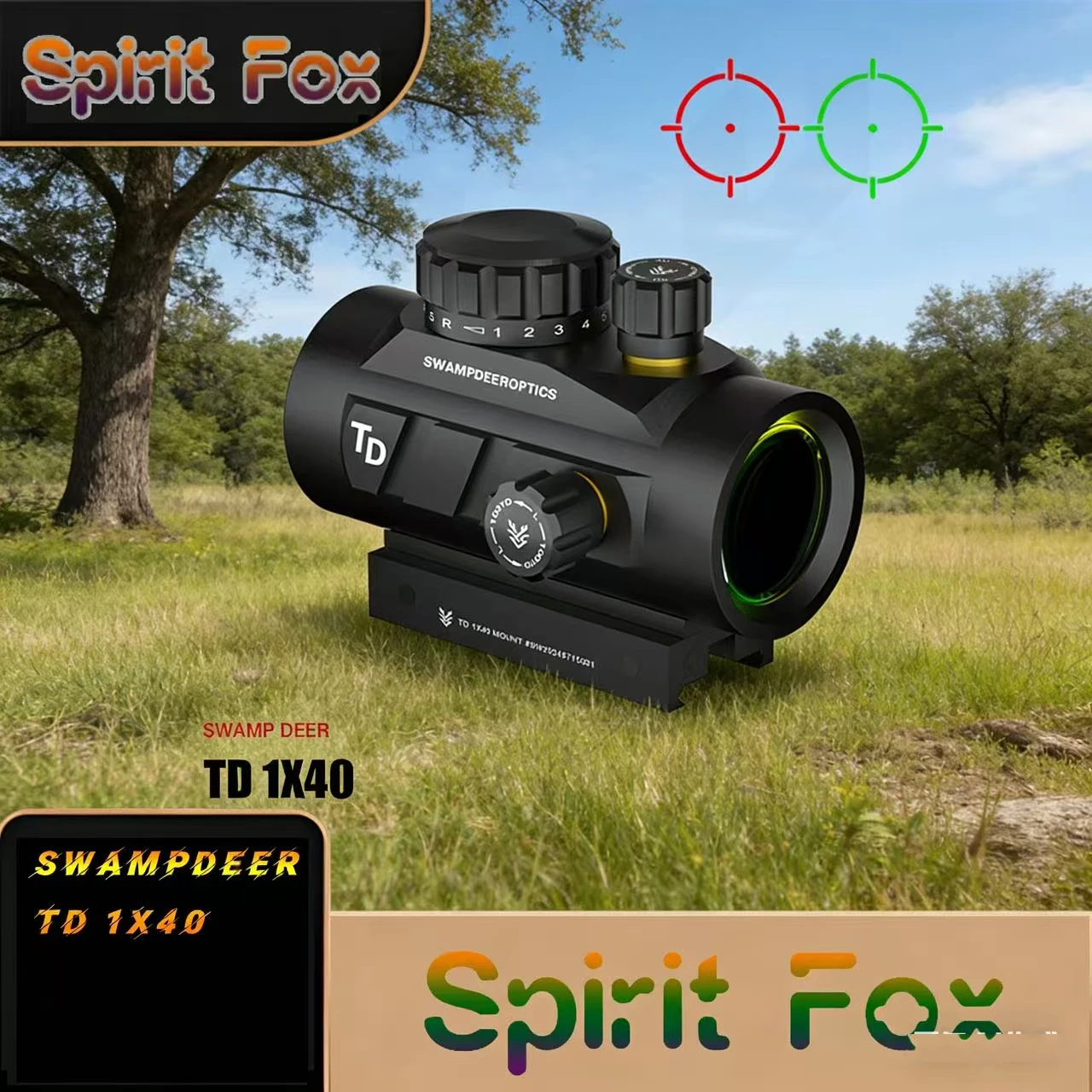 Прицел Swamp Deer TD1×40 с металлическим усилением, красной точкой, двойной подсветкой, пятью уровнями яркости, широким полем зрения, HD-линзой
Прицел Swamp Deer TD1×40 с металлическим усилением, красной точкой, двойной подсветкой, пятью уровнями яркости, широким полем зрения, HD-линзой