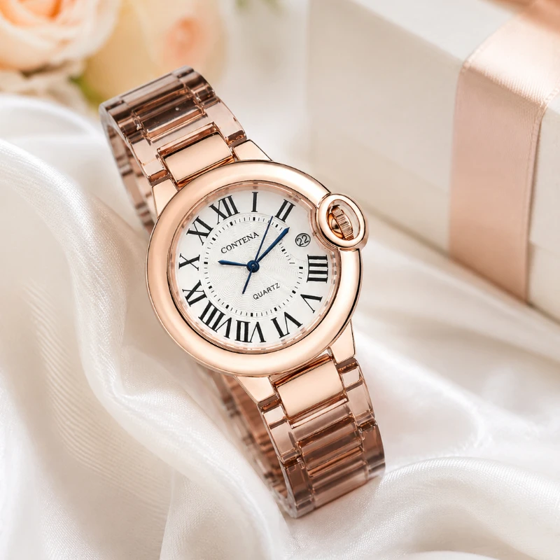 Elegant CONTENA Ladies Wristwatch Fashion Rose Gold Stainless Steel Strap Women's Quartz Watch Luxury Women Daily Wear Clock
Elegant CONTENA Ladies Wristwatch Fashion Rose Gold Stainless Steel Strap Women's Quartz Watch Luxury Women Daily Wear Clock