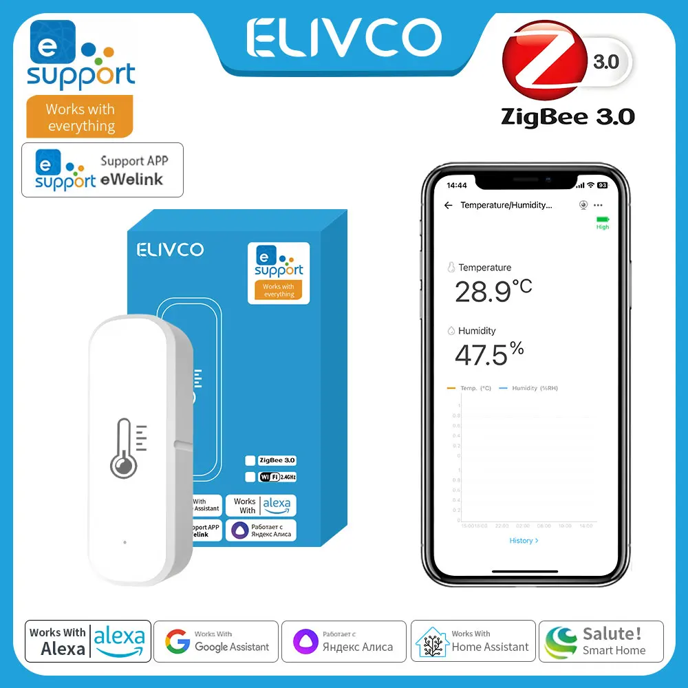 Датчик температуры и влажности eWeLink ZigBee, контроллер внутреннего гигрометра для умного дома, поддержка мониторинга Alexa Google Assistant
Датчик температуры и влажности eWeLink ZigBee, контроллер внутреннего гигрометра для умного дома, поддержка мониторинга Alexa Google Assistant