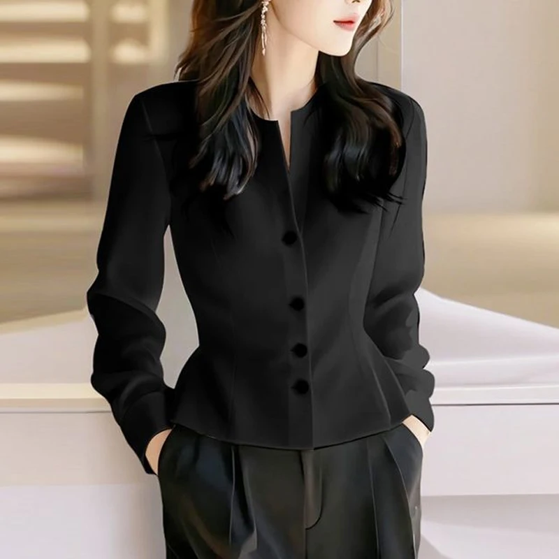 Temperament Black Button Short Blouse Spring Autumn Long Sleeve Solid All-match Elegant Shirt Tops Fashion Vintage Women Clothes
Temperament Black Button Short Blouse Spring Autumn Long Sleeve Solid All-match Elegant Shirt Tops Fashion Vintage Women Clothes