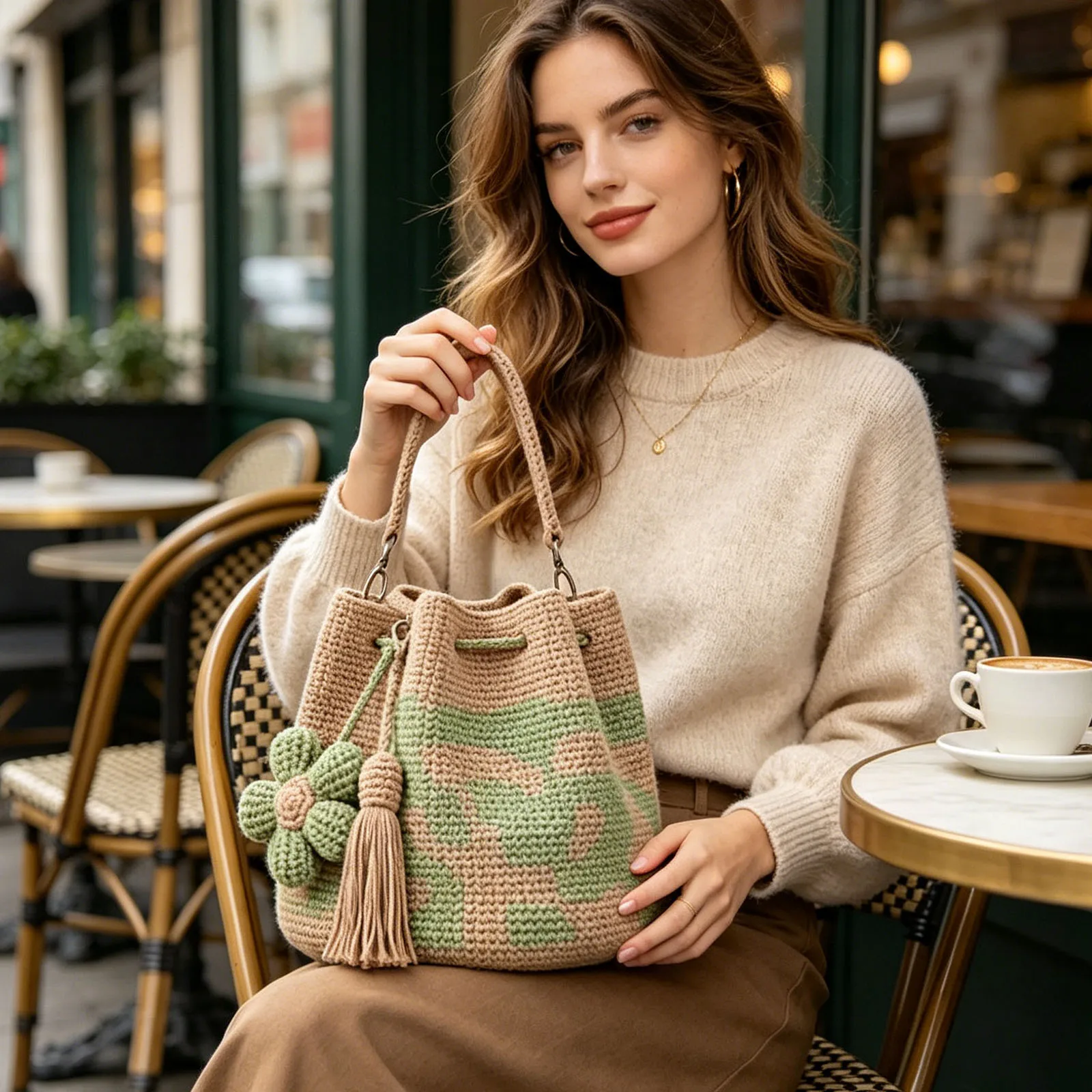 Women's Knit Floral Tote Bag, Lightweight Embroidery Aesthetic Boho Bag with Flower Tassel, Hand-Crochet Woven Summer Beach Bag
Women's Knit Floral Tote Bag, Lightweight Embroidery Aesthetic Boho Bag with Flower Tassel, Hand-Crochet Woven Summer Beach Bag