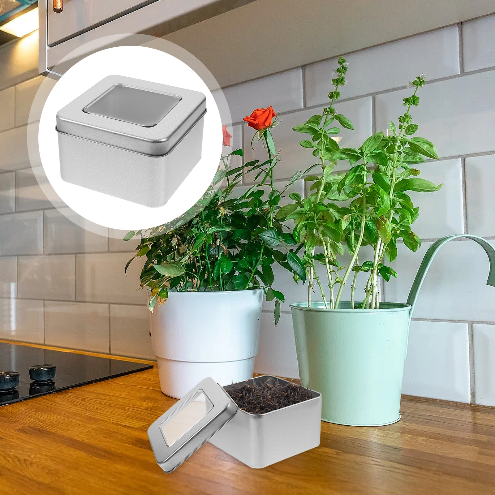 Clear Square Empty Tin Box Food Containers Silver Metal Storage Spice Tea Kitchen Drawer Container Visible Design Lids Fit Snug
Clear Square Empty Tin Box Food Containers Silver Metal Storage Spice Tea Kitchen Drawer Container Visible Design Lids Fit Snug