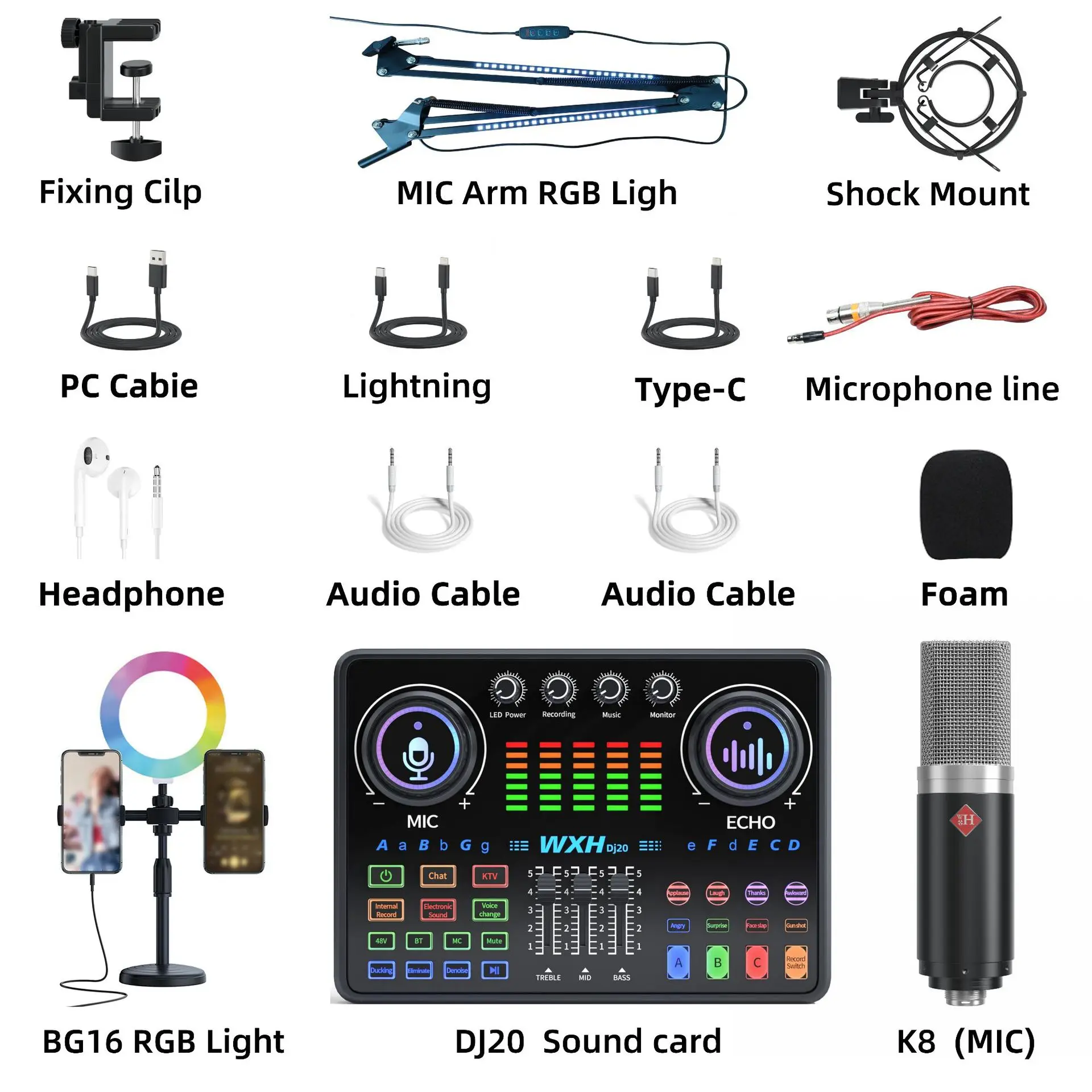 48V Live Sound Card Full Set Equipment DJ20 Mobile Computer Sound Card Tiktok Microphone
48V Live Sound Card Full Set Equipment DJ20 Mobile Computer Sound Card Tiktok Microphone