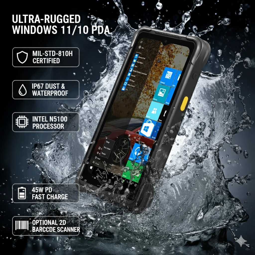 6.5 Inch Industrial PDA Windows 11 IP67 Mil-Std-810H Handheld Terminal Scanner 1D 2D QR Rugged PDA Windows 10 IOT with NFC
6.5 Inch Industrial PDA Windows 11 IP67 Mil-Std-810H Handheld Terminal Scanner 1D 2D QR Rugged PDA Windows 10 IOT with NFC
