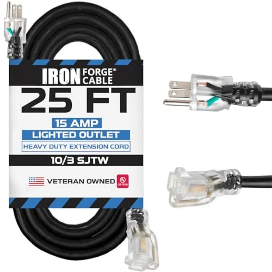Lighted Outdoor Extension Cord/ SJTW Heavy Duty Extension Cable with Prong AMP Grounded Plug for Safety
Lighted Outdoor Extension Cord/ SJTW Heavy Duty Extension Cable with Prong AMP Grounded Plug for Safety