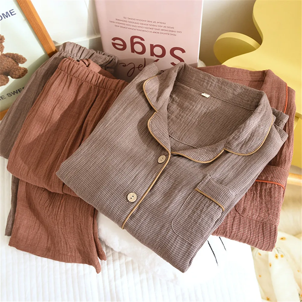 Japanese Spring and Autumn Women's Pajama Set Cotton Vintage Long Sleeved Pants Two Piece Set for Homewear
Japanese Spring and Autumn Women's Pajama Set Cotton Vintage Long Sleeved Pants Two Piece Set for Homewear