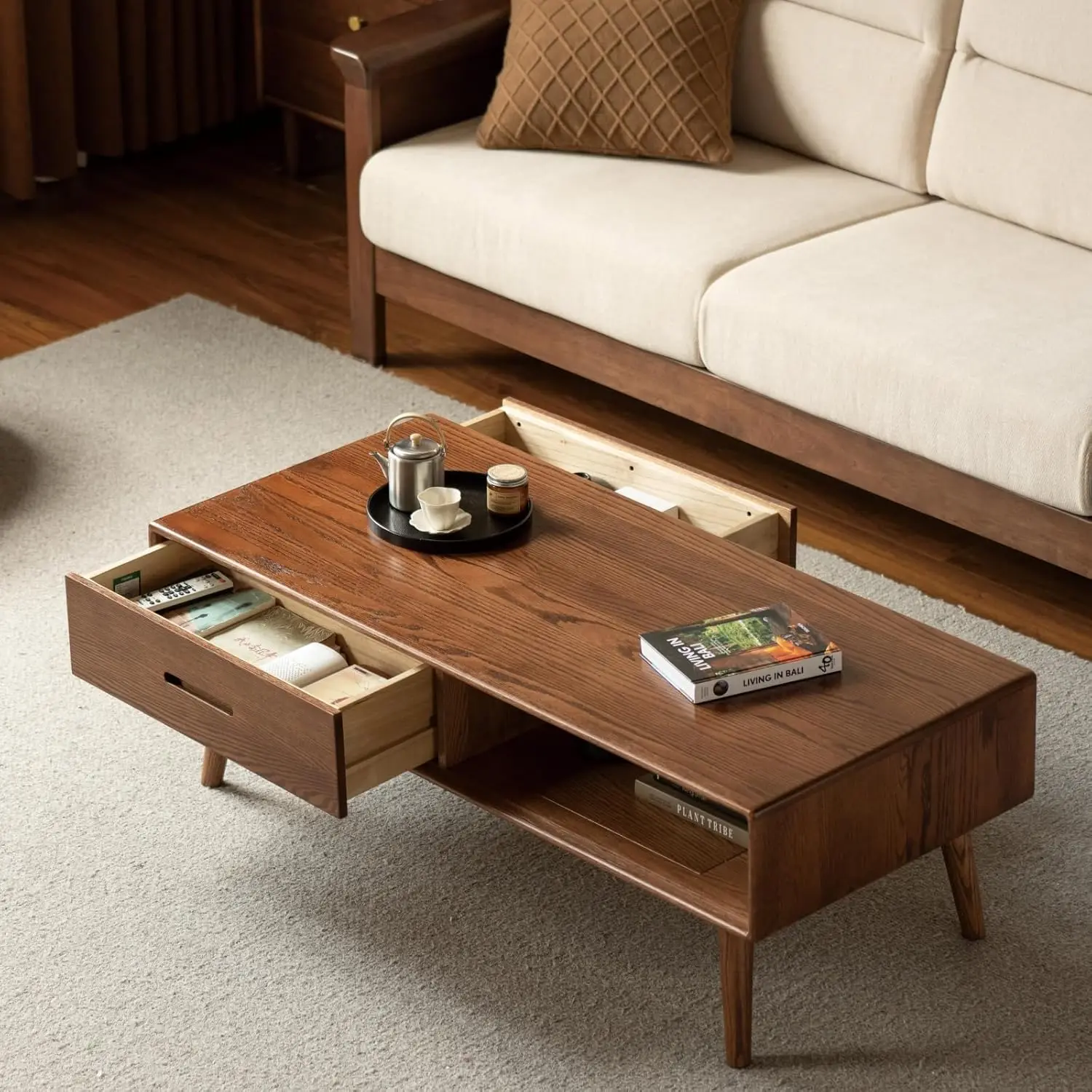 100% Solid Wood Coffee Table with Storage, Mid Century Modern Coffee Tables for Living Room, 39.37" W Coffee Table, Customized
100% Solid Wood Coffee Table with Storage, Mid Century Modern Coffee Tables for Living Room, 39.37" W Coffee Table, Customized