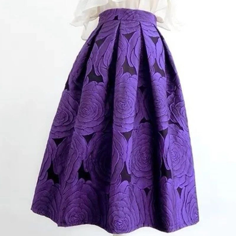 Matakawa Embroidered Floral Faldas Mujer Purple A-line Vintage Summer Elegant Women Skirts Office Lady Korean XT1506
Matakawa Embroidered Floral Faldas Mujer Purple A-line Vintage Summer Elegant Women Skirts Office Lady Korean XT1506