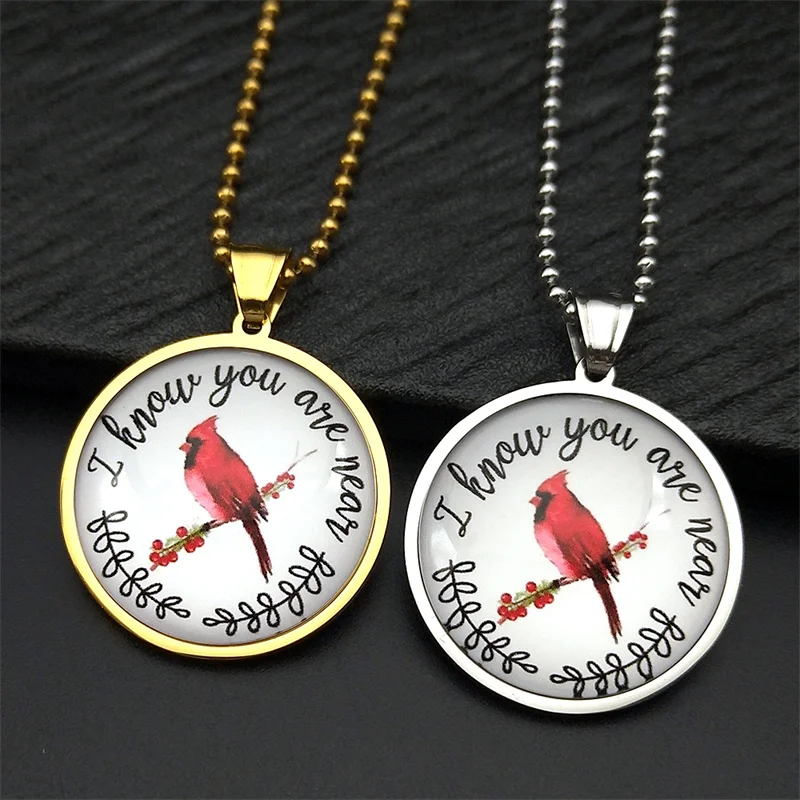 Cardinal Glass Medal Round Car Pendant For Women Men Stainless Steel Gold Color Bead Chain Bird Commemorative Family Jewelry
Cardinal Glass Medal Round Car Pendant For Women Men Stainless Steel Gold Color Bead Chain Bird Commemorative Family Jewelry