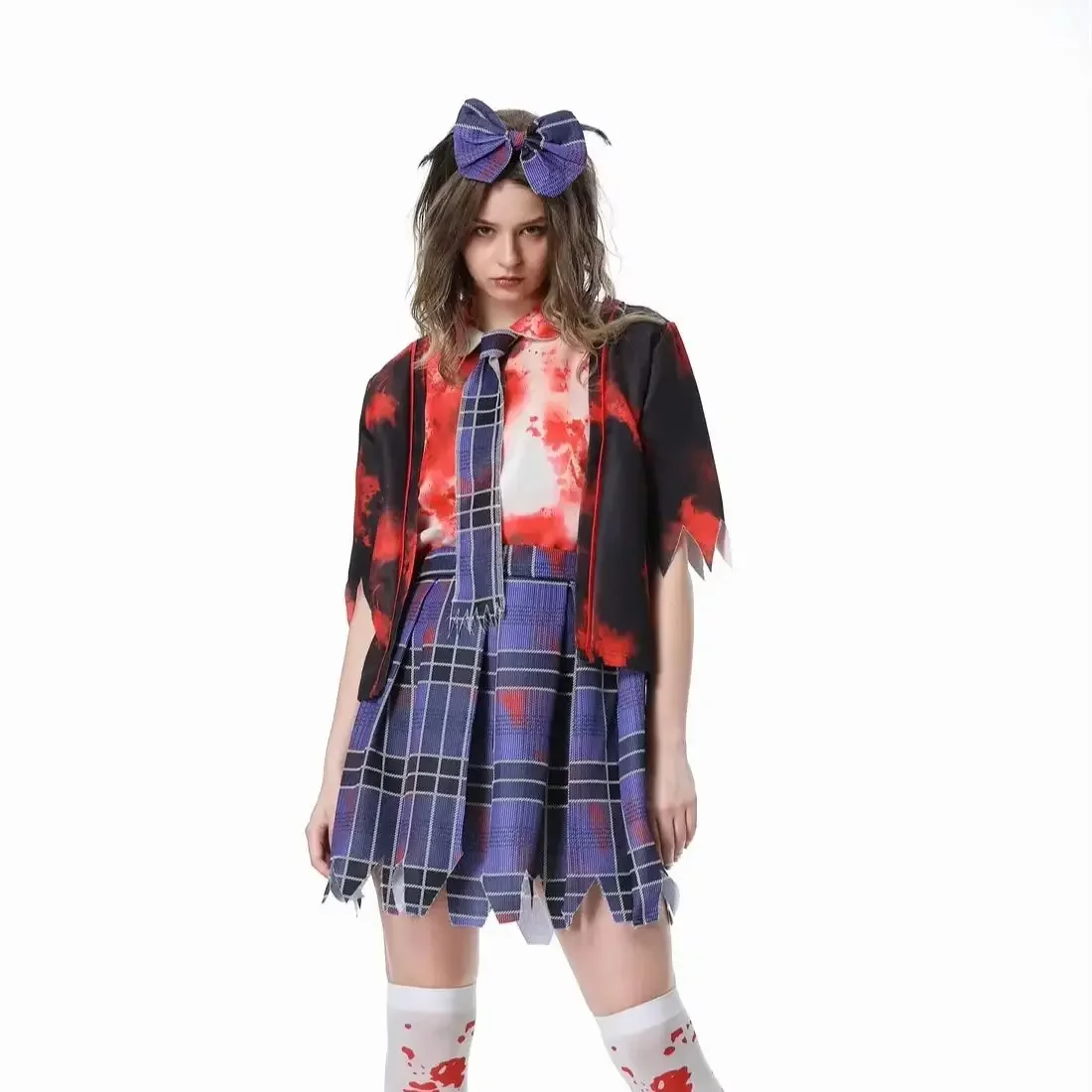 Zombie Vampire Halloween Cosplay Costume Student Uniform Masquerade Party Theme Outfit for Women
Zombie Vampire Halloween Cosplay Costume Student Uniform Masquerade Party Theme Outfit for Women