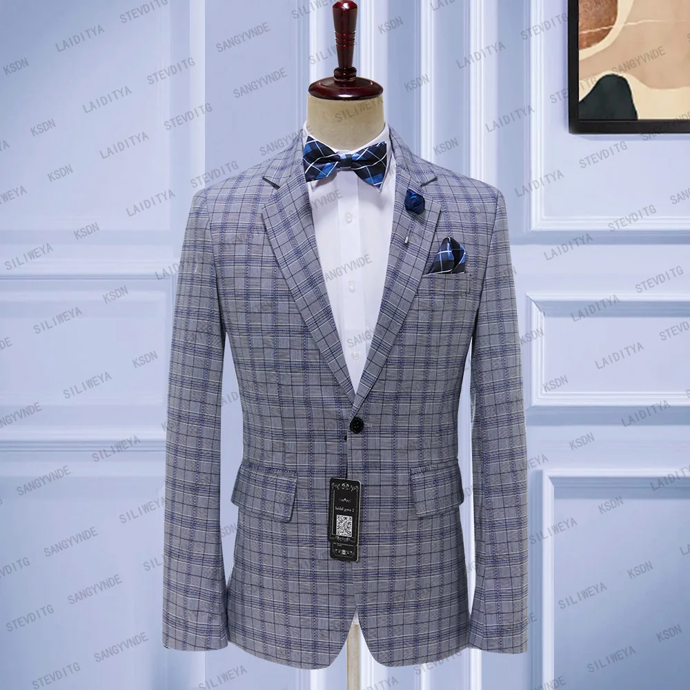 2023 New Fashion Men's Grey Blue Plaid Business Casual Formal Blazers Jacket High End Wedding Party Groom Suit Coat Big Size
2023 New Fashion Men's Grey Blue Plaid Business Casual Formal Blazers Jacket High End Wedding Party Groom Suit Coat Big Size