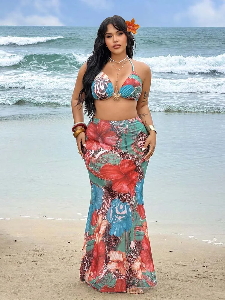Plus Size 2026 Spring/Summer Resort-Style Beach Starfish Accessory Large Floral Print Fashion Two-Piece Set
Plus Size 2026 Spring/Summer Resort-Style Beach Starfish Accessory Large Floral Print Fashion Two-Piece Set