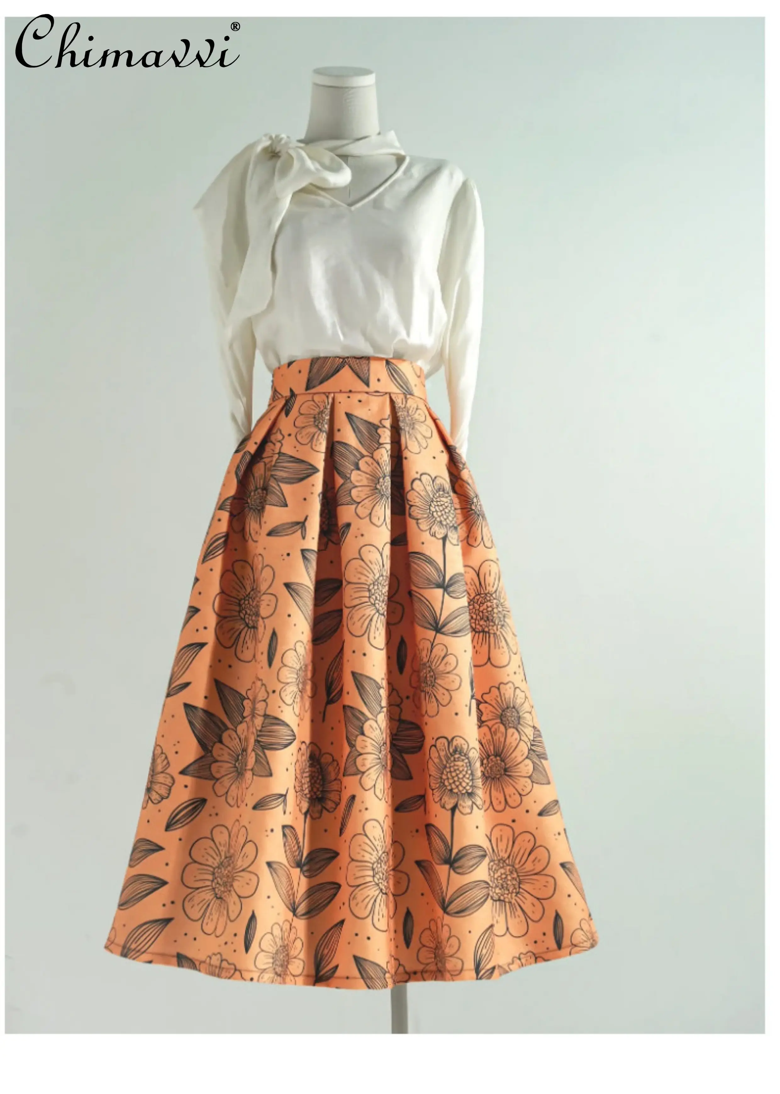 French Hepburn Style Elegant Fashion Printed Pleated Skirts Versatile High Waist A-line Flared Long Skirt for Women Spring 2026
French Hepburn Style Elegant Fashion Printed Pleated Skirts Versatile High Waist A-line Flared Long Skirt for Women Spring 2026