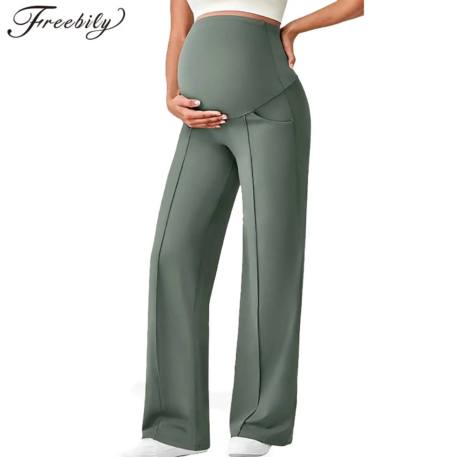 Maternity Pants Over The Belly Yoga Dress Elastic Waistband Stretchy Wide Leg Work Pregnancy Trousers with Pockets Sportswear
Maternity Pants Over The Belly Yoga Dress Elastic Waistband Stretchy Wide Leg Work Pregnancy Trousers with Pockets Sportswear