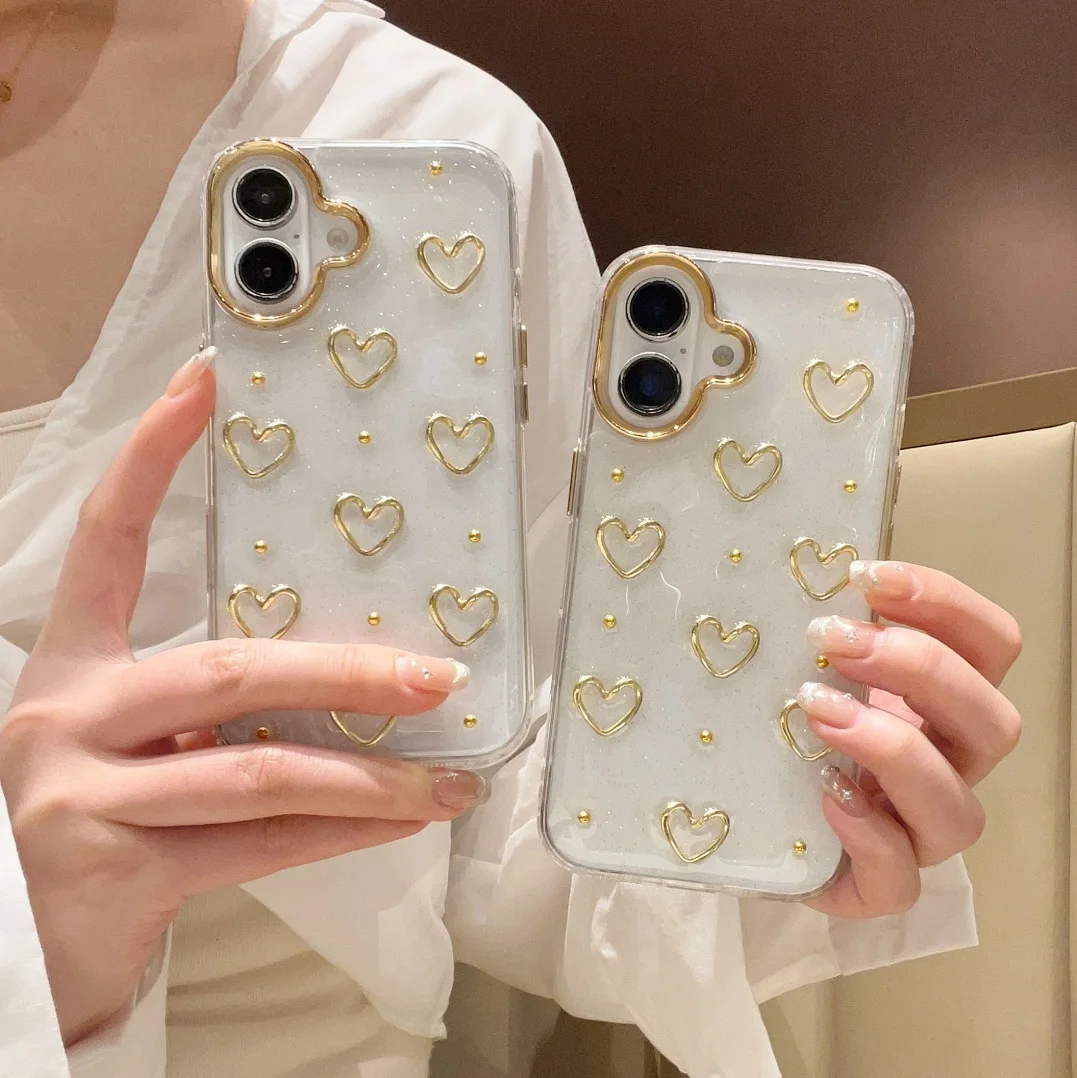 Luxury New Gold Frame Electroplated Hollow Heart Love Glitter Case For iPhone 13 14 15 16 Pro Max Plus Phone Cover Shell Fundas
Luxury New Gold Frame Electroplated Hollow Heart Love Glitter Case For iPhone 13 14 15 16 Pro Max Plus Phone Cover Shell Fundas