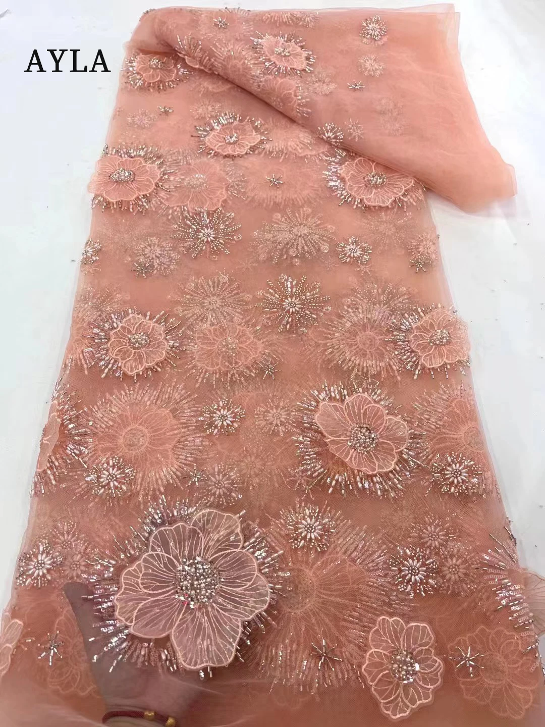 Elegant White Lace Fabric Bridal Lace Fabric with Flower 3D Fabric Embroidery Tulle Mesh African Pearl Beaded Lace for Sewing
Elegant White Lace Fabric Bridal Lace Fabric with Flower 3D Fabric Embroidery Tulle Mesh African Pearl Beaded Lace for Sewing