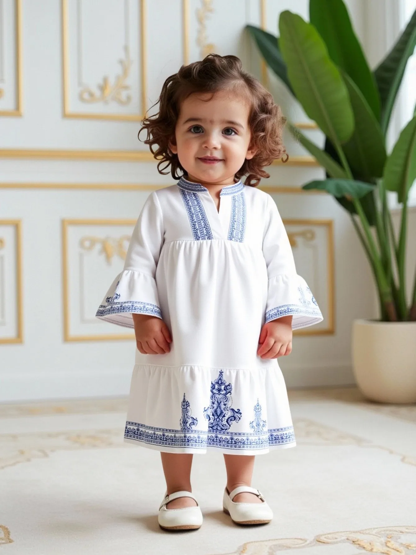 Girls' Casual Cute Long Sleeve Bell Sleeve Small V-Neck Dress Spring Autumn
Girls' Casual Cute Long Sleeve Bell Sleeve Small V-Neck Dress Spring Autumn