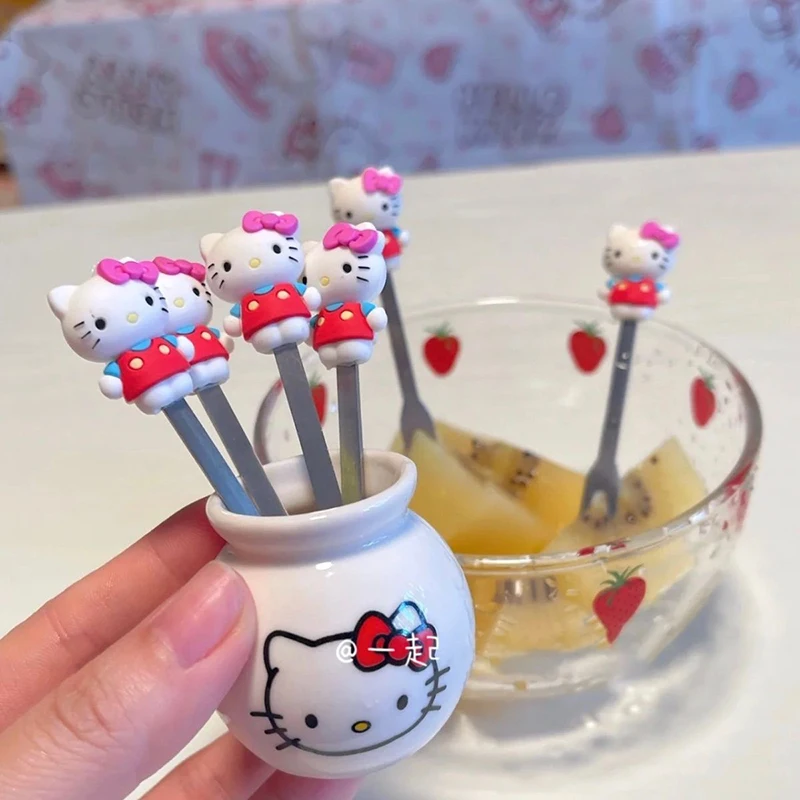 6Pcs Sanrio Anime Kawaii Hello Kitty Fruit Fork Sign Stainless Steel Cute Household with Storage Jar Recyclable Girl Toy Gift
6Pcs Sanrio Anime Kawaii Hello Kitty Fruit Fork Sign Stainless Steel Cute Household with Storage Jar Recyclable Girl Toy Gift