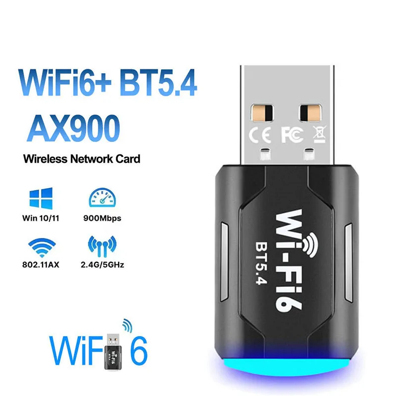 AX900 USB WiFi 6 Bluetooth 5.4 Adapter 2in1 Dongle Dual Band 2.4G&5GHz USB Network Card Wireless Wlan Receiver For Win 10/11
AX900 USB WiFi 6 Bluetooth 5.4 Adapter 2in1 Dongle Dual Band 2.4G&5GHz USB Network Card Wireless Wlan Receiver For Win 10/11