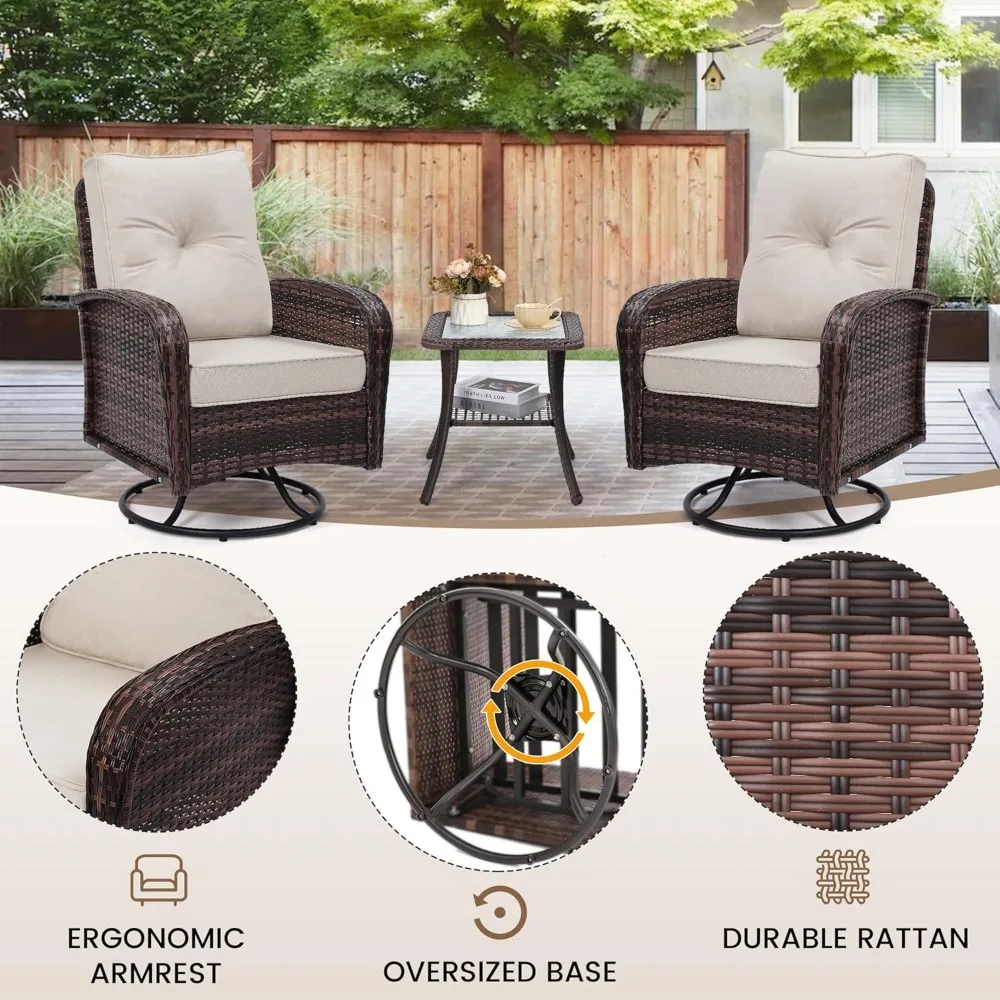 Luxury Outdoor Swivel Wicker Glider Patio Chairs with Table Set, Overstuffed Washable Cushions, Customized
Luxury Outdoor Swivel Wicker Glider Patio Chairs with Table Set, Overstuffed Washable Cushions, Customized
