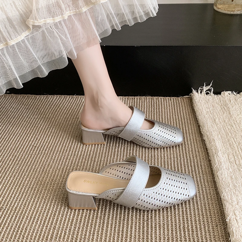 Women's Open-Toe Slip-On Shoes Breathable Hollow out French Thick Heel Casual Summer Autumn New Style Mule Shoes
Women's Open-Toe Slip-On Shoes Breathable Hollow out French Thick Heel Casual Summer Autumn New Style Mule Shoes