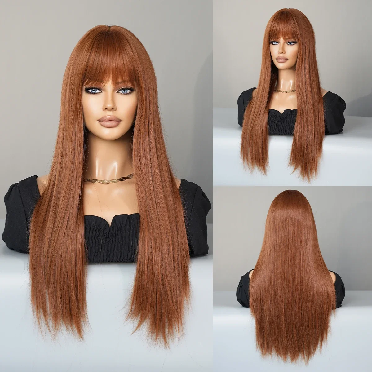 PARK YUN Long Straight Caramel brown Wig for Women Daily Party High Density Synthetic Red Brown Hair Wigs with Bangs Natural
PARK YUN Long Straight Caramel brown Wig for Women Daily Party High Density Synthetic Red Brown Hair Wigs with Bangs Natural
