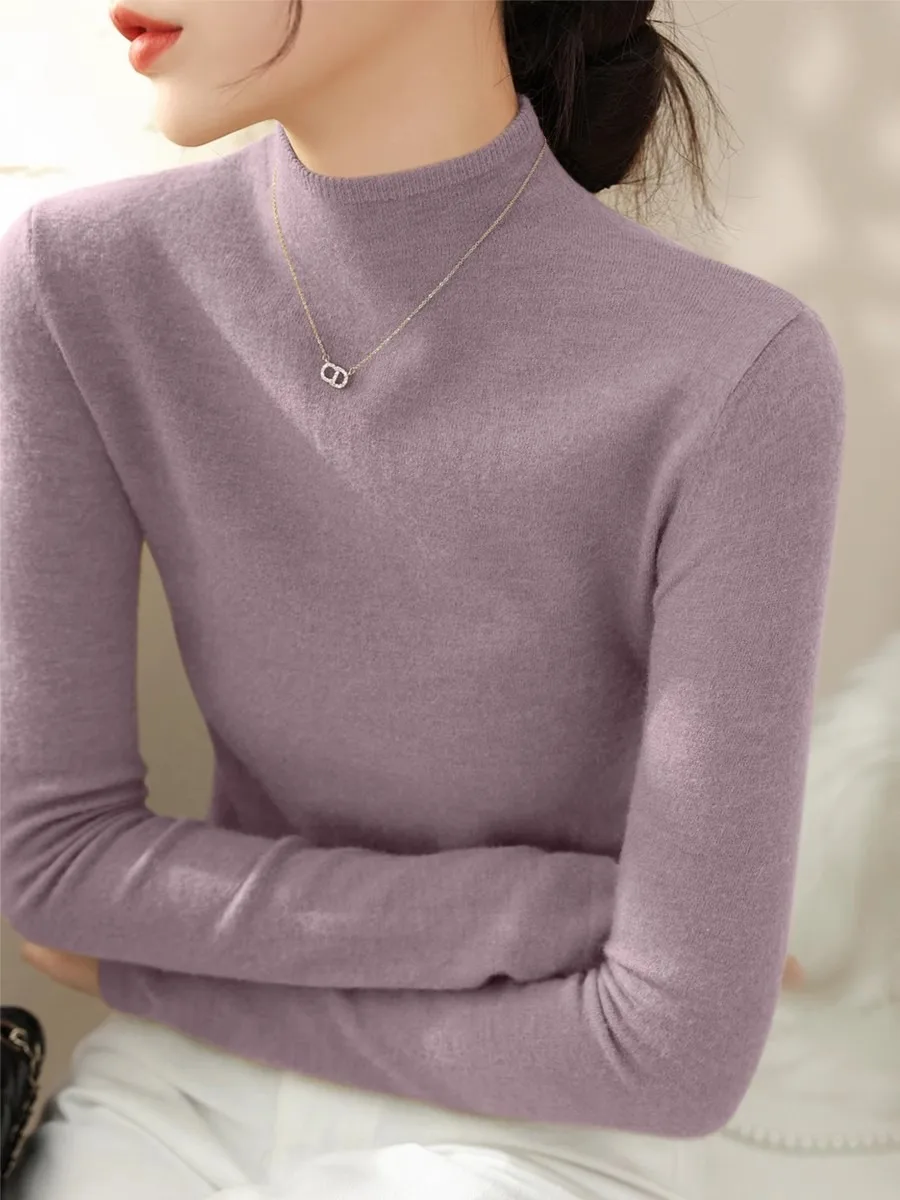 Ele Purple High Ne Long Sve Knitted Sweater Women's Slim Fit Faionable Base irt Commute Sle Korean Version
Ele Purple High Ne Long Sve Knitted Sweater Women's Slim Fit Faionable Base irt Commute Sle Korean Version