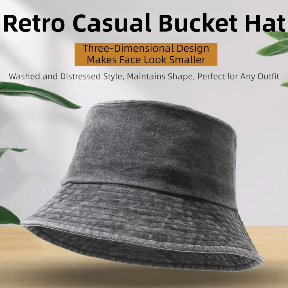 Casual Solid Color Bucket Hat Washed Denim Wide Edge Boonie Hat Breathable Thin Fisherman Hat Beach Activities
Casual Solid Color Bucket Hat Washed Denim Wide Edge Boonie Hat Breathable Thin Fisherman Hat Beach Activities