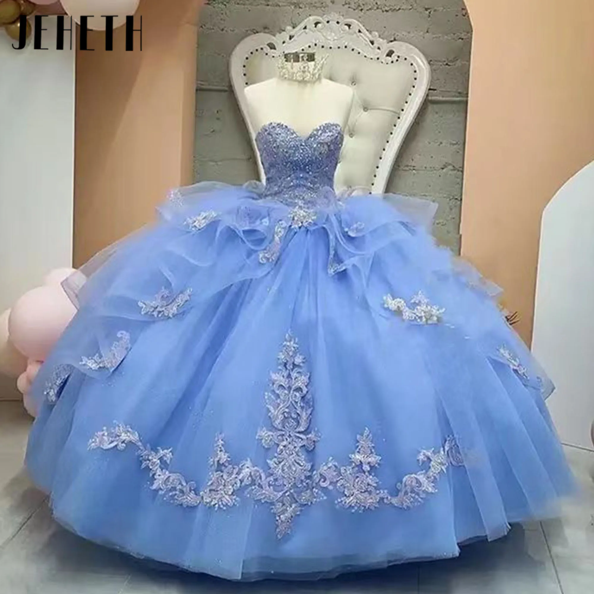 Princess Quinceanera Dresses 2025 A line Appliques 15 Years Blue Sky Dress Strapless A line Ball Gown Lace Up Beading Ruffles
Princess Quinceanera Dresses 2025 A line Appliques 15 Years Blue Sky Dress Strapless A line Ball Gown Lace Up Beading Ruffles