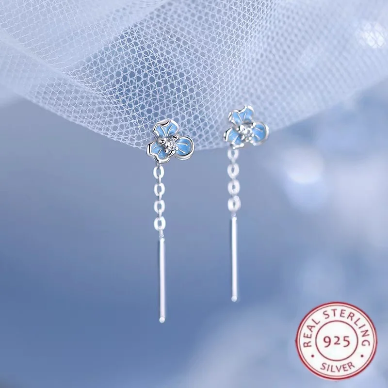 Real 925 Sterling Silver Earrings For Women Fashionable Simple Romantic Blue Iris Flower Earrings with Delicate Jewelry Gifts
Real 925 Sterling Silver Earrings For Women Fashionable Simple Romantic Blue Iris Flower Earrings with Delicate Jewelry Gifts