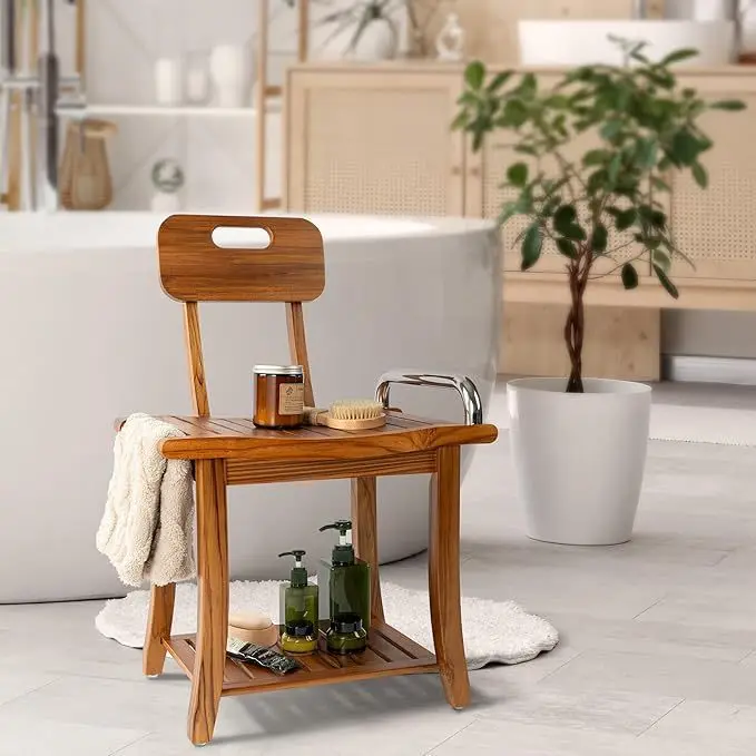 DSA Wooden with Back Bathroom with Armrest with Towel Rack Double Storage Stool Shoe Change Stool Shelf
DSA Wooden with Back Bathroom with Armrest with Towel Rack Double Storage Stool Shoe Change Stool Shelf