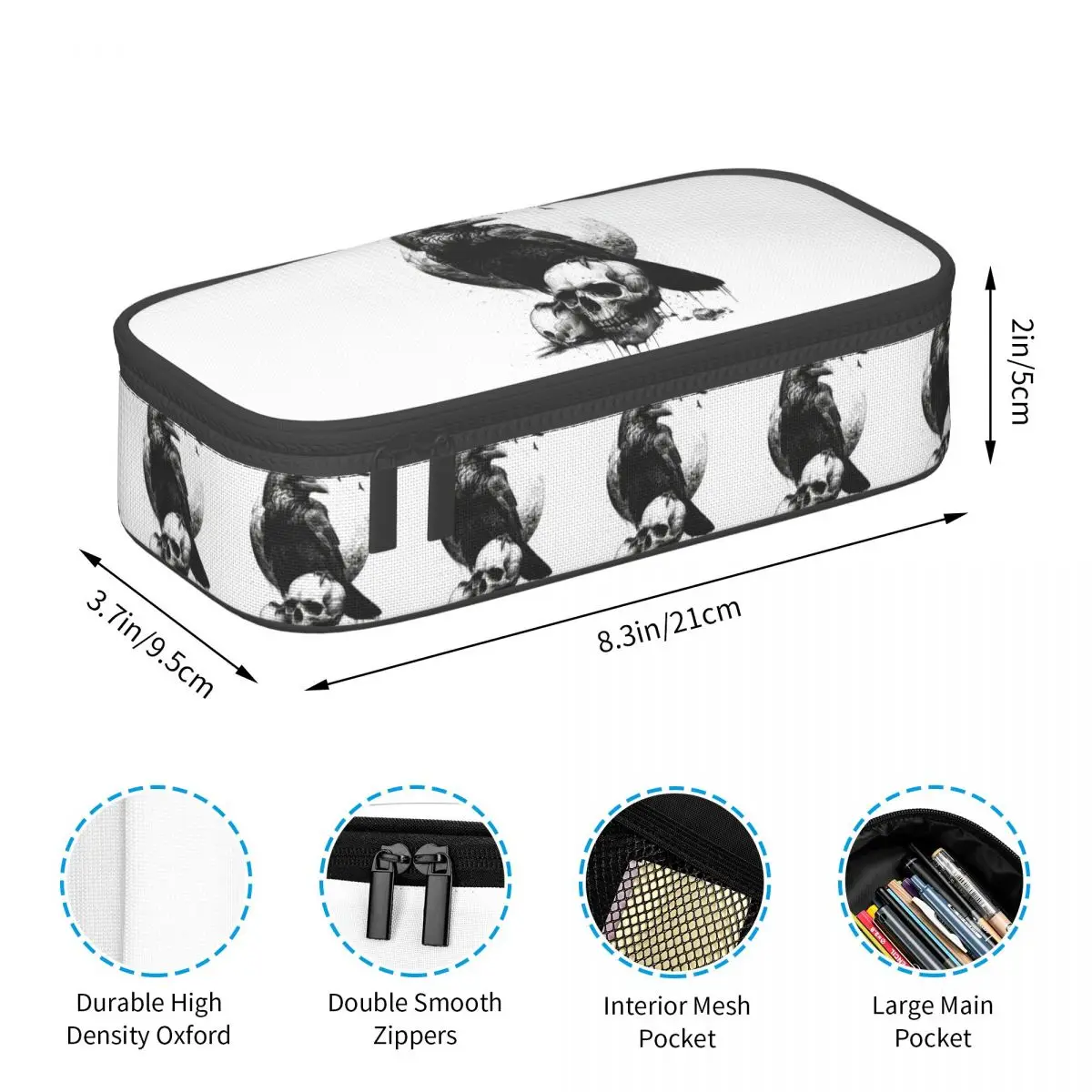 The Raven And Skull Pencil Cases Pen Holder Storage Stationery Supplies Large Capacity Pen Box Pencil Bag for Students
The Raven And Skull Pencil Cases Pen Holder Storage Stationery Supplies Large Capacity Pen Box Pencil Bag for Students