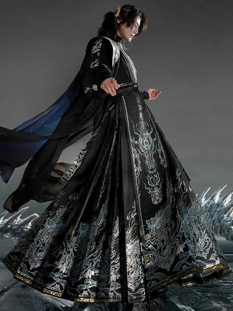 Large Size 2XL Chinese Horse Face Skirt Set Men New Fashion Golden Black-blue Pleated Skirt Black Shirts For Women Plus Size
Large Size 2XL Chinese Horse Face Skirt Set Men New Fashion Golden Black-blue Pleated Skirt Black Shirts For Women Plus Size