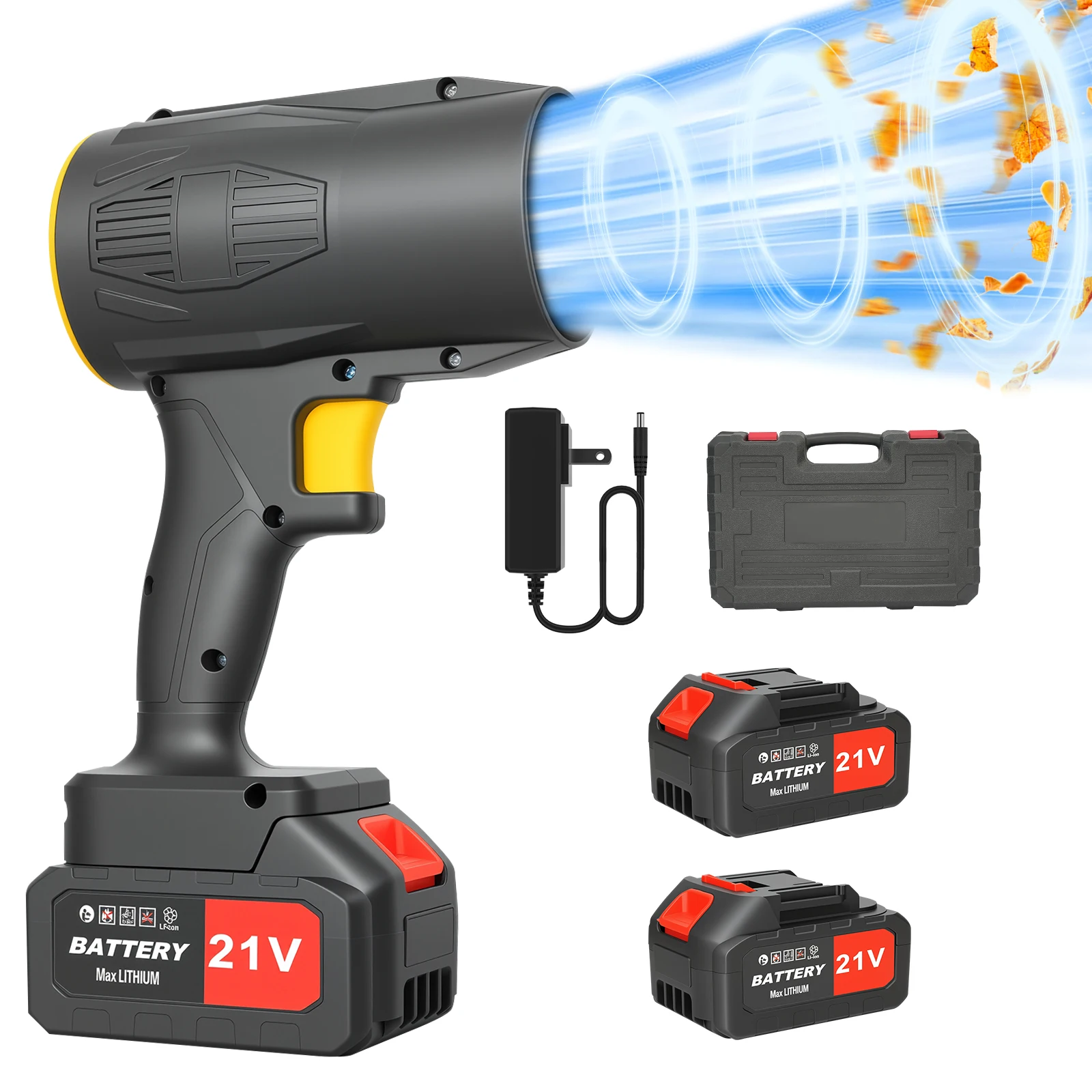 21V Cordless Leaf Blower 300000 RPM 260CFM Electric Handheld Power Blower 400W for Yard Cleaning Lawn Care Snow Sand
21V Cordless Leaf Blower 300000 RPM 260CFM Electric Handheld Power Blower 400W for Yard Cleaning Lawn Care Snow Sand