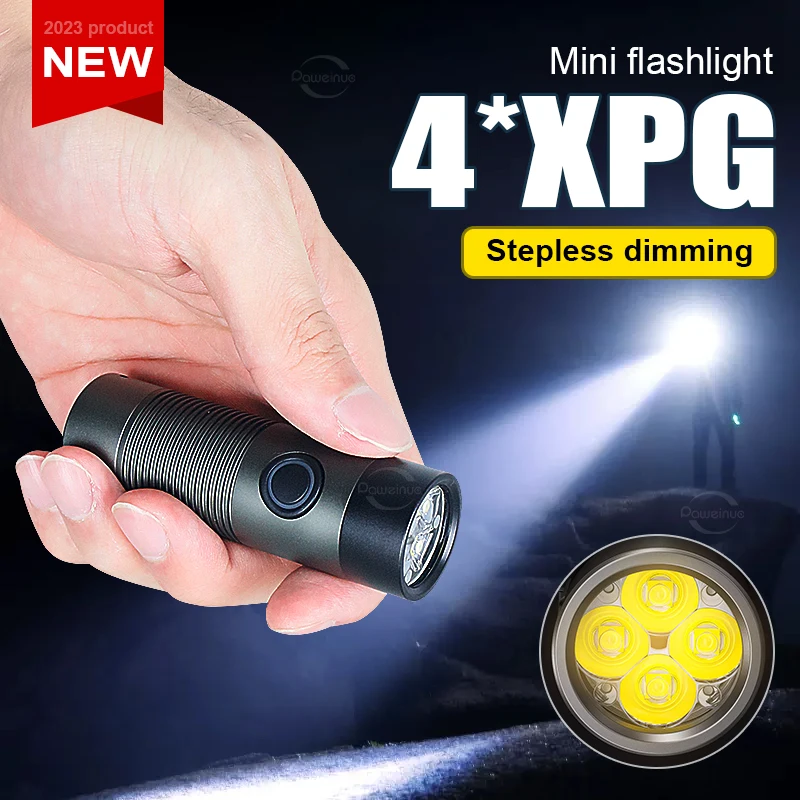 Rechargeable Mini Flashlight 4*XPG Portable Super Bright Torch Light Tactical High Power LED Flashlight Waterproof Camping Lamps
Rechargeable Mini Flashlight 4*XPG Portable Super Bright Torch Light Tactical High Power LED Flashlight Waterproof Camping Lamps