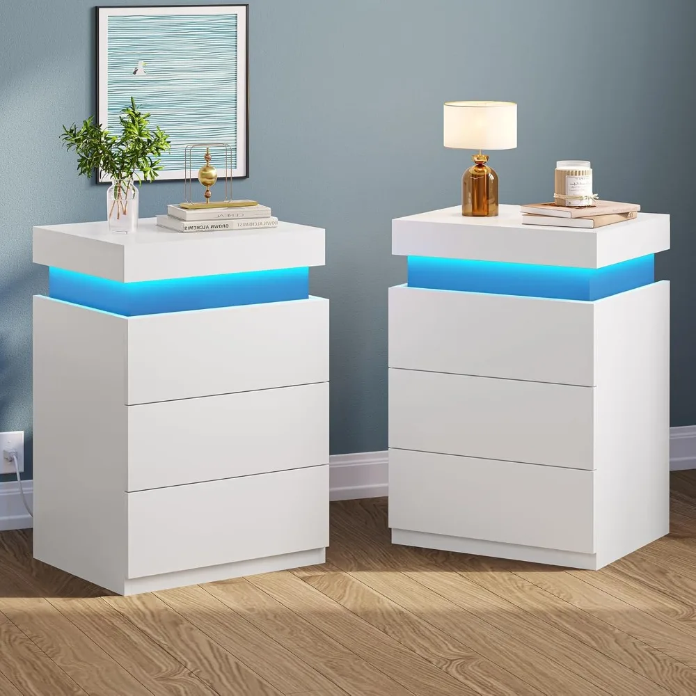 LED Nightstands Set of 2, Night Stands for Bedrooms with Charging Station & Sliding Top, Modern Bedside Tables w/Power Outlets &
LED Nightstands Set of 2, Night Stands for Bedrooms with Charging Station & Sliding Top, Modern Bedside Tables w/Power Outlets &