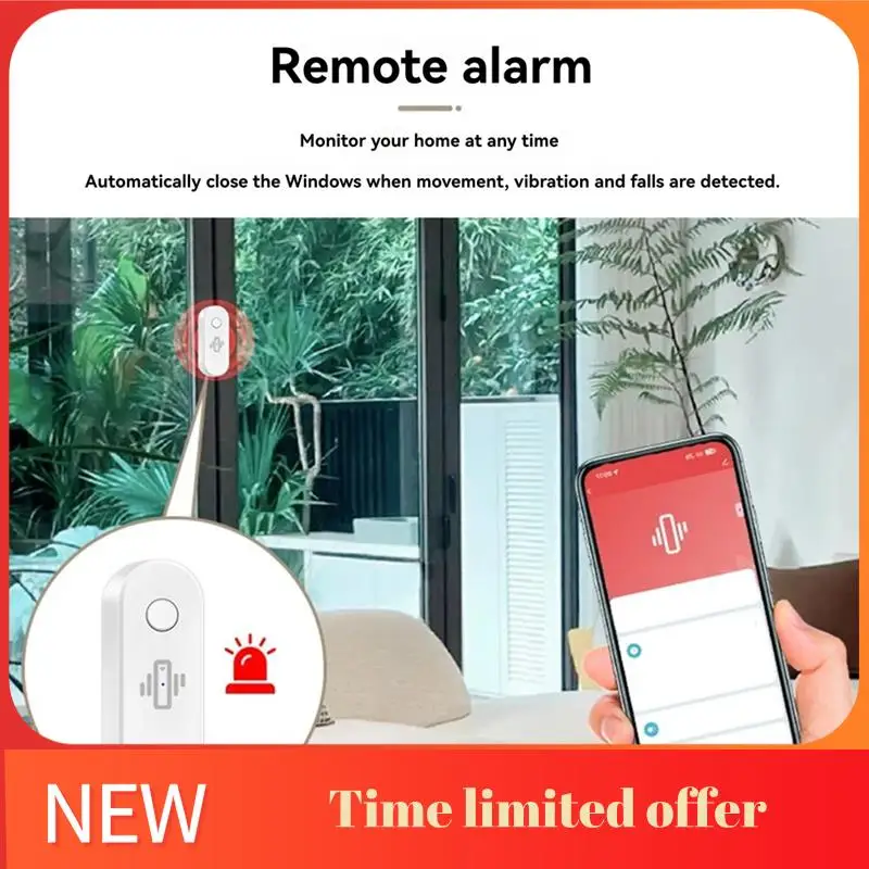 A42T-Smart Wifi Vibration Sensor Alarm Wireless Vibration Detector Alert Real-Time Activity & Shock Detection Black