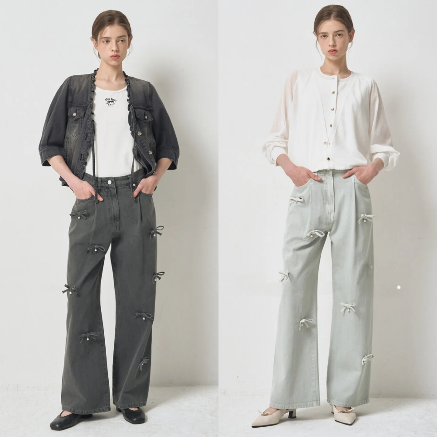 Korean Sweet Girl Must-Have Pure Cotton Wide Leg Denim Pants with Little Bow Knot Pearl Decoration Versatile Classic Blue Jeans
Korean Sweet Girl Must-Have Pure Cotton Wide Leg Denim Pants with Little Bow Knot Pearl Decoration Versatile Classic Blue Jeans