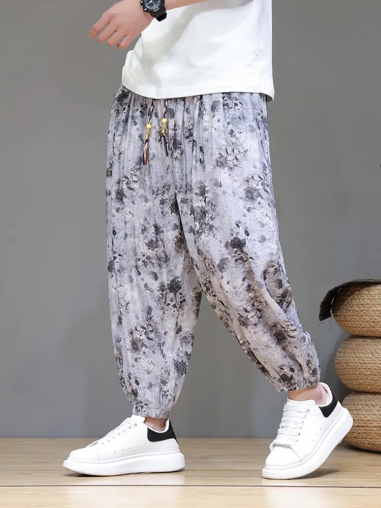 Мужские летние тонкие быстросохнущие брюки из ледяного шелка с цветочным принтом, повседневные свободные брюки-харланы, модные широкие брюки до щиколотки, дышащие, легкие
Мужские летние тонкие быстросохнущие брюки из ледяного шелка с цветочным принтом, повседневные свободные брюки-харланы, модные широкие брюки до щиколотки, дышащие, легкие